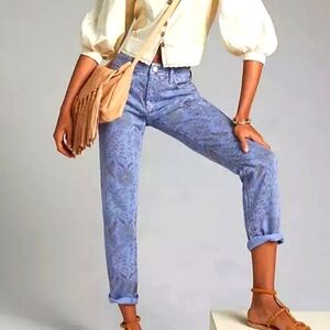 PILCRO Anthropologie The Slim Boyfriend Jeans Floral Denim